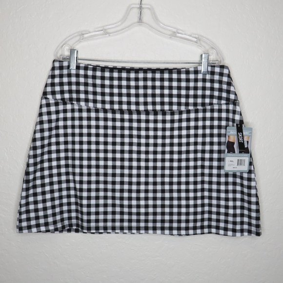 Slender Shapes* Women's Slim‎ & Smooth Tummy Checkered Design Skort~ Size PXL - Picture 1 of 9